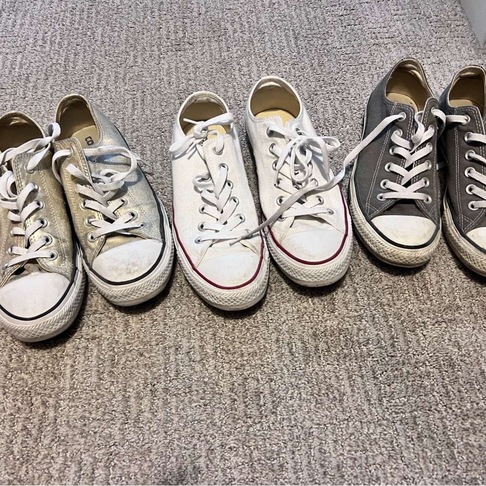 Women’s converse sneakers - size 9 (white, gold, grey)
